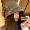 American Retro Hot Girl Leopard Print Stitched Baotou Hat for Women Street Fashion Showing Face Small Versatile Pile of Hats Trendy