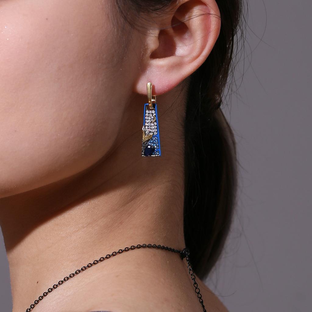 Серьги из стерлингового серебра 925 пробы с сапфиром и натуральным топазом, нишевые квадратные серьги, оригинальный дизайн, красочные серьги-сокровища для женщин