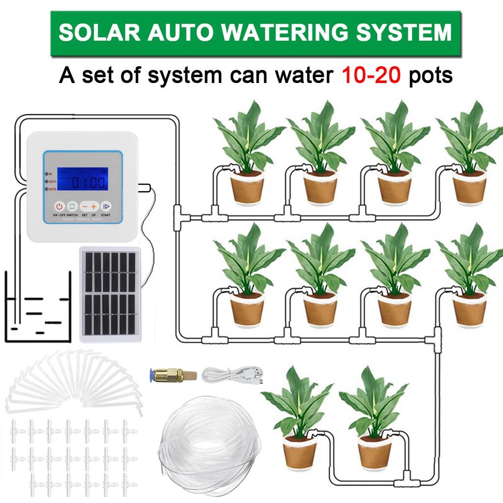4.5W Double Pump Controller Garden Drip Irrigation Device Timer System Solar Energy Intelligent Automatic Watering Device