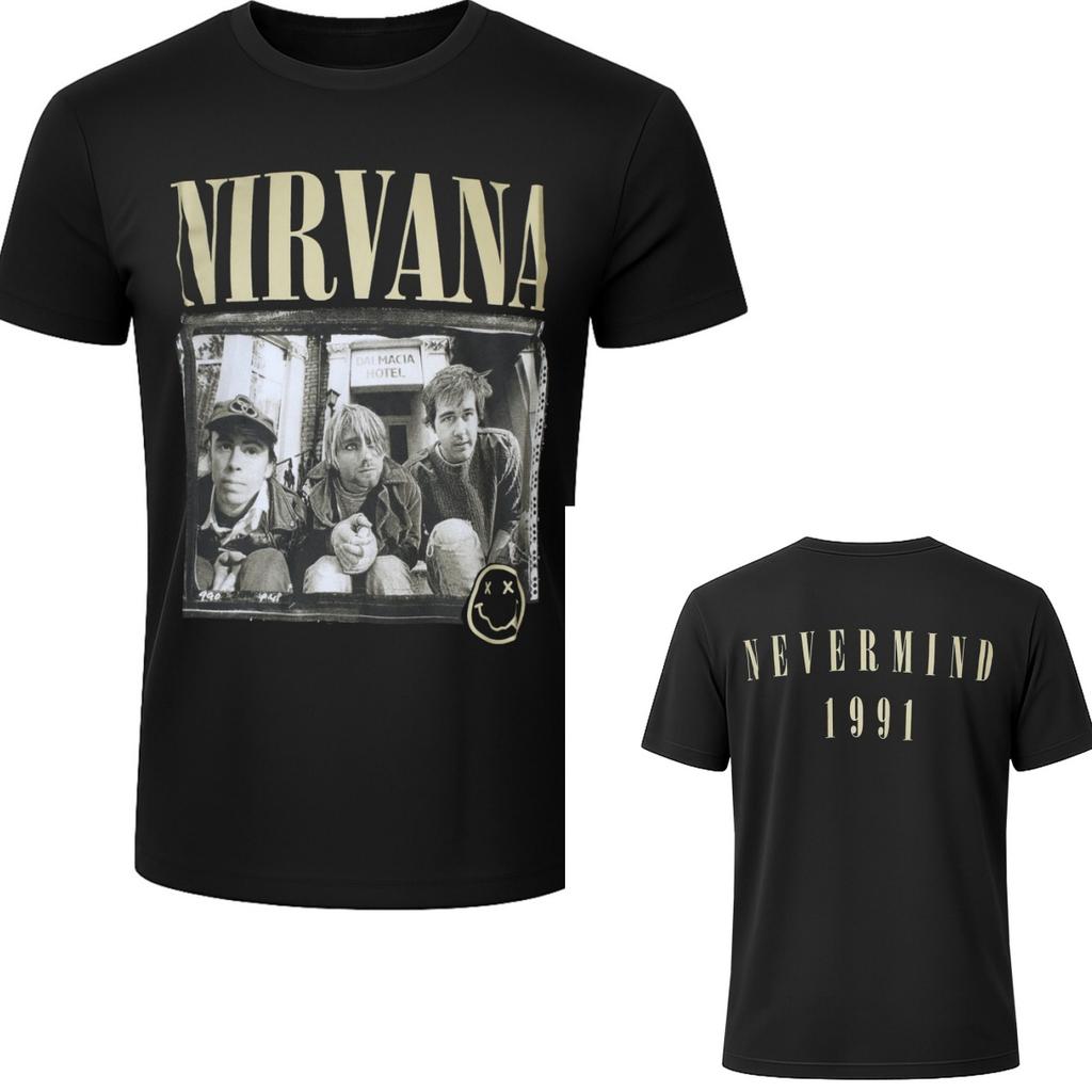 Ретро Хлопковая Футболка с Графикой Nirvana Унисекс Летняя С Коротким Рукавом Модный Бренд Футболка Роскошная Повседневная Винтажные Футболки