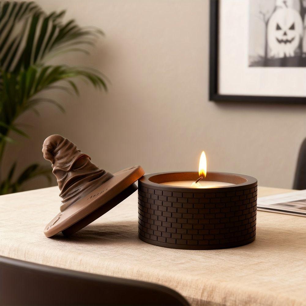 Silicone Wizard Hat Candle Cup Mold with Lid Plaster Mold Creative Resin Mold Home Decor