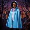 Blue Pink Gothic Costume Cape Solid Color Hooded Cape Cute Halloween Cloak  Halloween