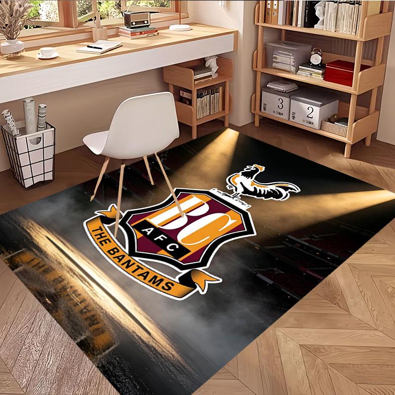 Bradford City AFC Print Rug, Washable Floor Carpet, For Entryway Dorm Laundry Room Office Study, Home Decor Birthday Christmas Gift