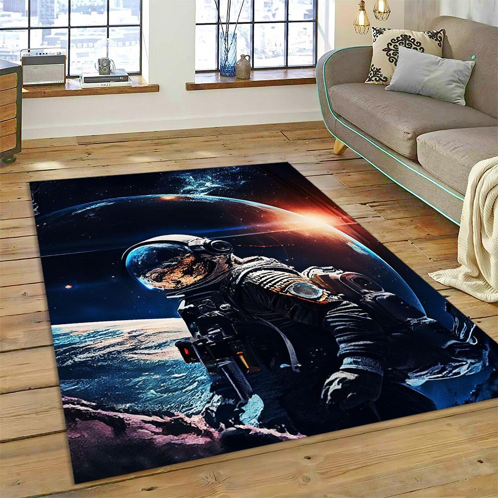 Outer Space Astronaut Universe Spaceman Cartoon Carpet Rug for Home Living Room Bedroom Sofa Doormat Decor,Kid Area Rug Non-slip