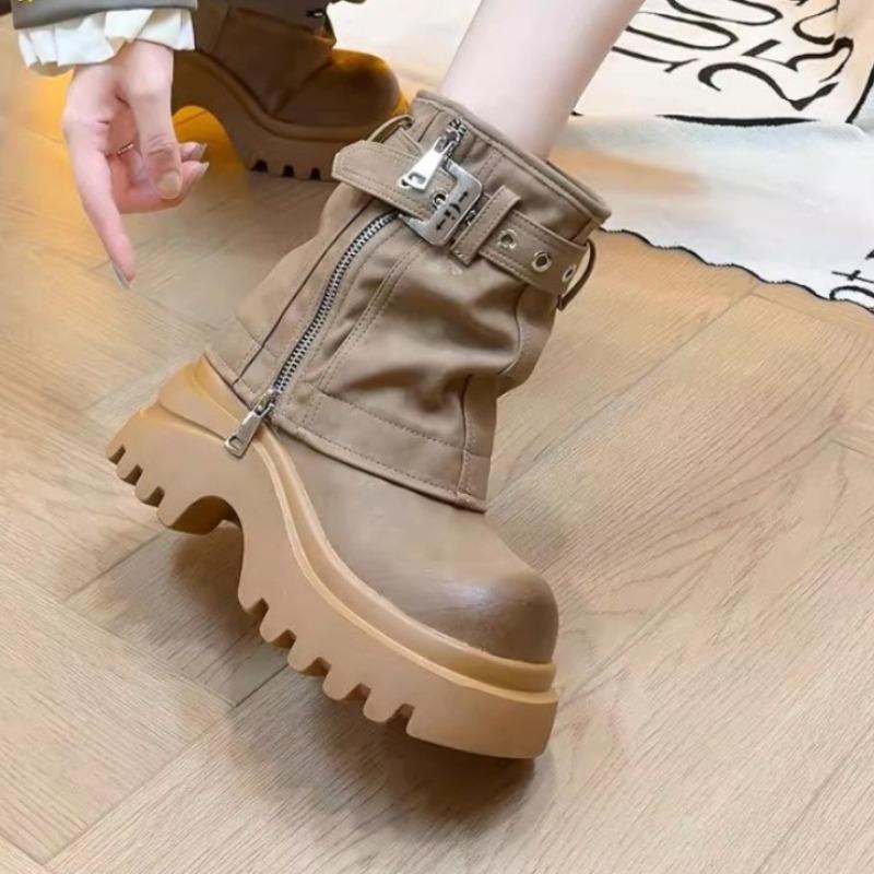 Модные ботильоны женские на платформе на массивном каблуке дизайнерские 2025 тренд новая мода зимние брендовые ботинки челси платье для ходьбы женские боты