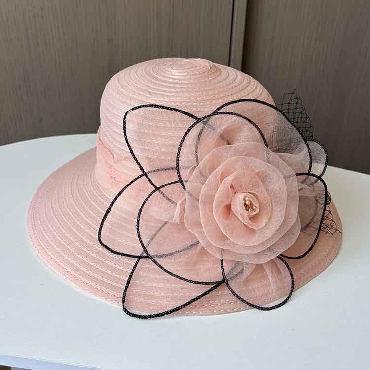European and American sunscreen sun hat women's retro flower big edge top hat summer UV protection beach sunshade bucket hat