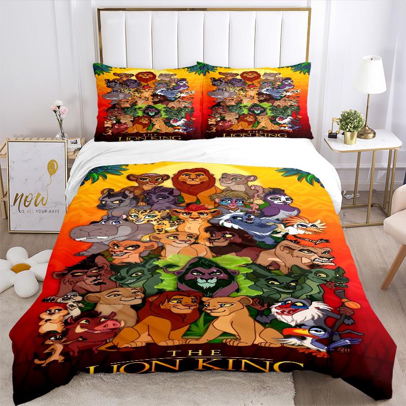 Lion Characters Collage Print 3Pcs Bedding Setduvet Cover With 2 Bedropillowcase Home Birthday Gift