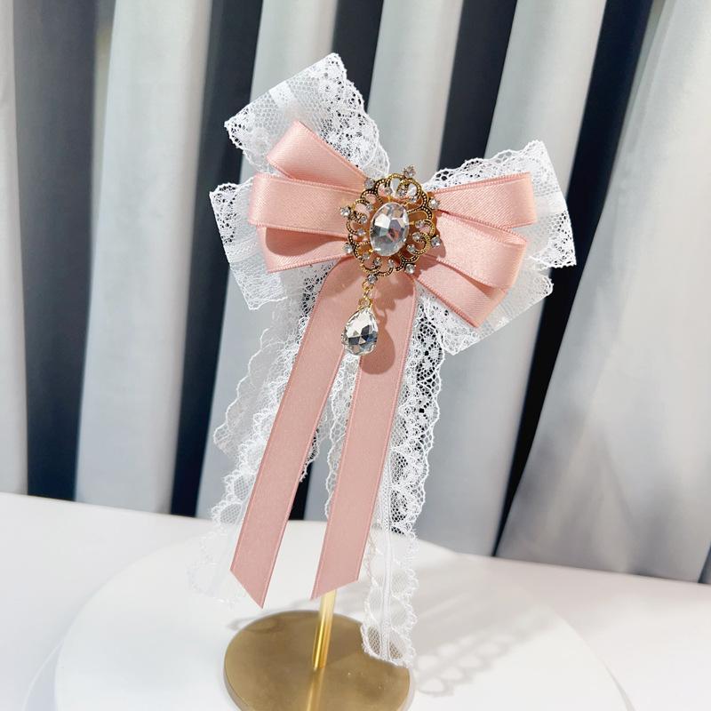 Новая корейская версия Лолита кружево бант роскошный галстук со стразами стиль колледжа модное платье-рубашка аксессуары ручная работа ювелирные изделия подарки