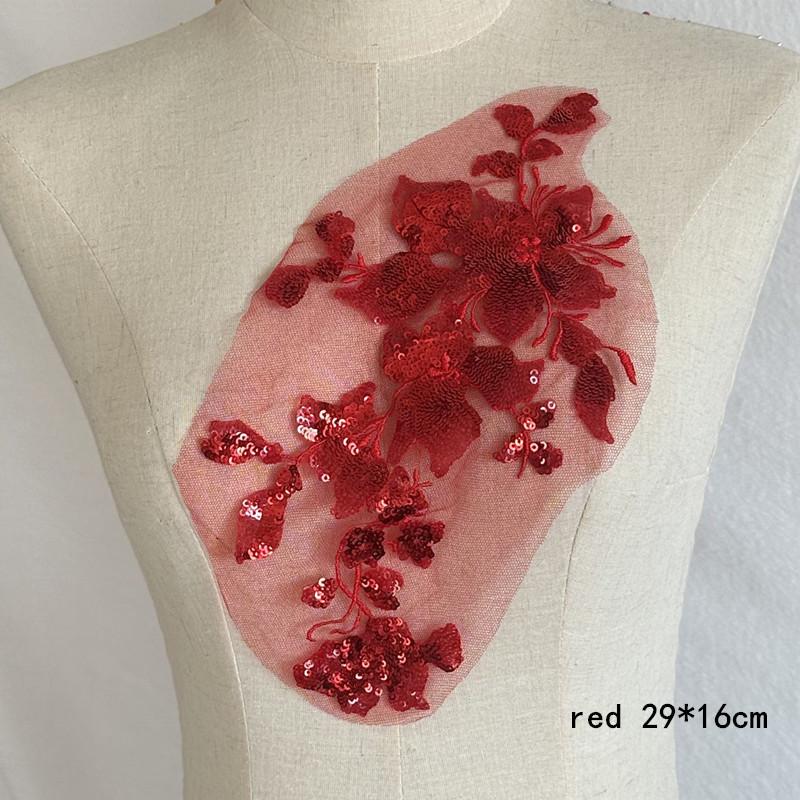 Mesh Lace Flower 2pc Colorful Sequins Hand Sewing Diy Embroidered Cloth Stickers Skirt Decoration Accessories Patch Dance Clothes