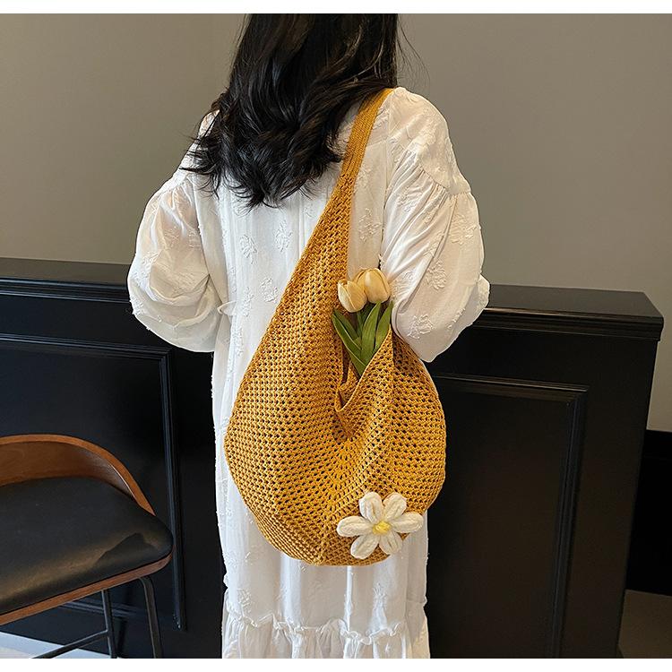 Пляжная сумка для путешествий на море, женская новая плетеная сумка с полым узором, большая вместимость, сумка-тоут через плечо, легкая летняя пляжная сумка для отпуска через плечо