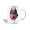 Ceramic Mug - Abstract - Wolf Head - 30cl - Dishwasher Safe - White