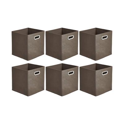 Amazon Basics Складные тканевые коробки для хранения с ручками, серо-коричневые, набор из 6 штук