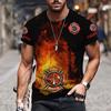 Мужские футболки с 3D принтом «Пожарный», мужская одежда, футболки большого размера, летние повседневные топы с короткими рукавами, индивидуальные
