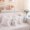 Scandinavian Style Rustic Ruffle Cushion Bedroom Bedside Living Room Sofa Waterproof Cotton Embroidery Flowers Pillow Sets