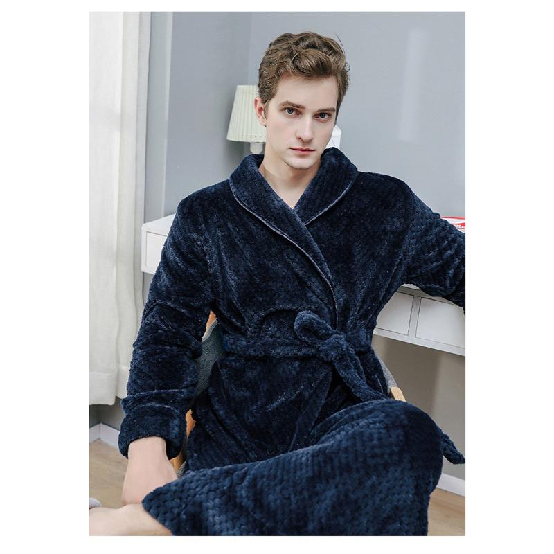 Thickened Extended Bathrobe Coral Velvet Pajamas Nightgown Night-robe for Couple Men Women Homewear