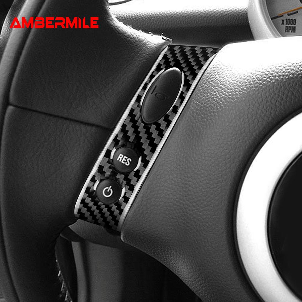 For Mini Cooper Hatch One R50 R53 2001-2006 Steering Wheel Button Sticker Strip Soft Carbon Fiber Car Interior Panel Cover Decal hsgql22
