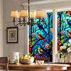 Colorful Flower Bird Stained Glass Window Film Non-adhesive Uv Blocking Heat Insulation Decorative Static Cling