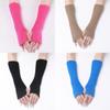Fingerless Long Wrist Gloves White Black Ankle Wrist Sleeves Fashion Elbow Mittens  Girl Boys