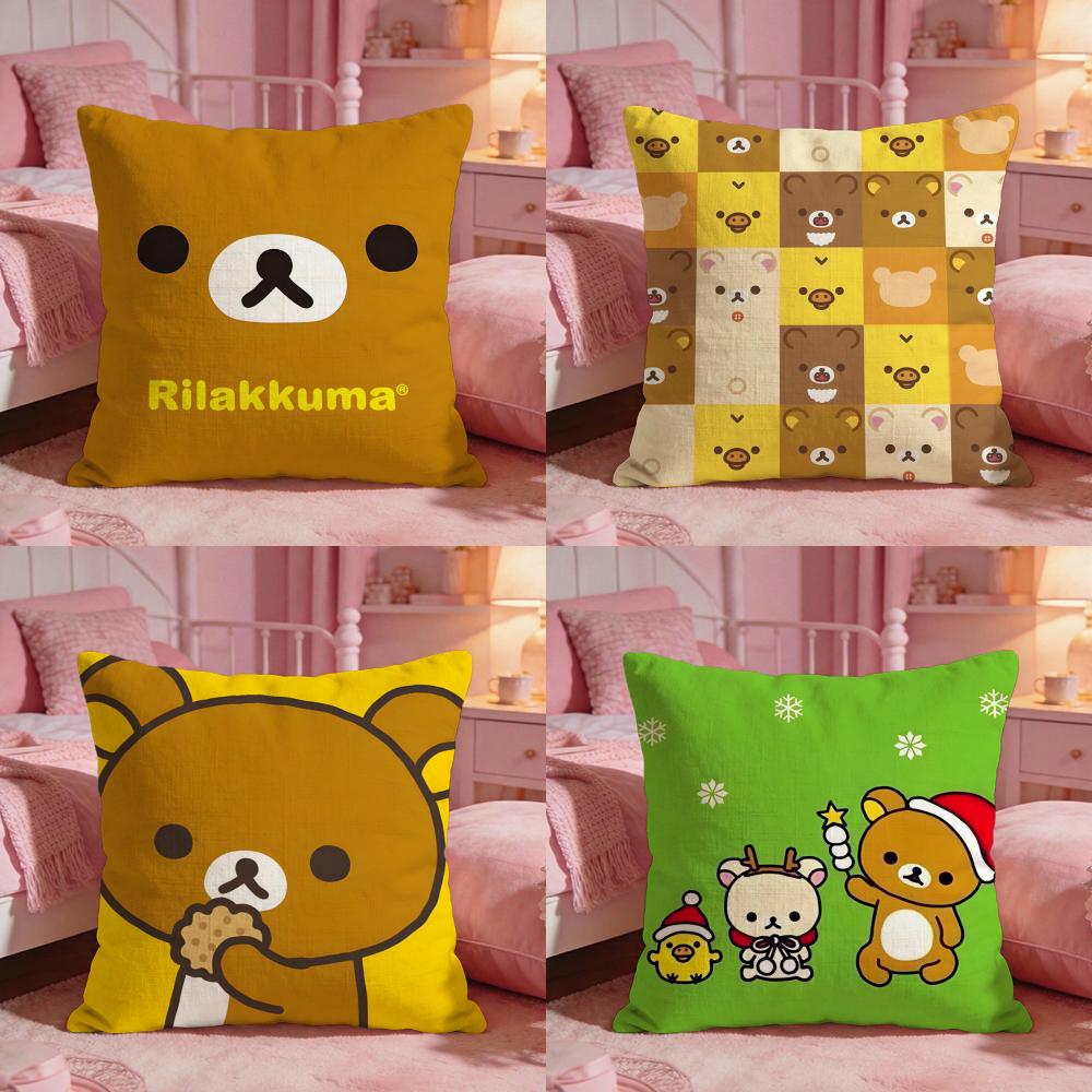 RRirakkumas Cute Bear Cushion Cover Premium Comfort Reversible Pillow Cove Two In One Design For Any Room Car Interior