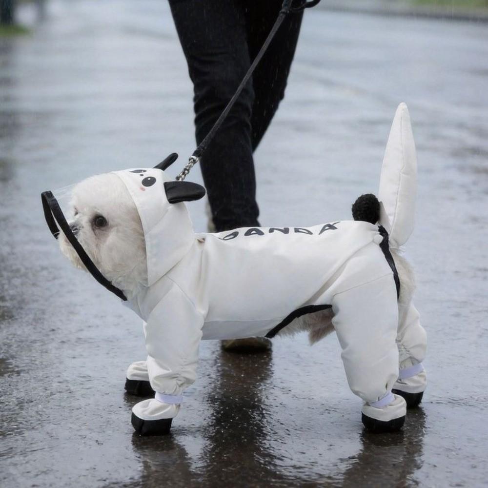 Full-coverage Frog Shape Dog Raincoat Transparent Hood Cat Rainproof Pet Clothes  for Small Dog