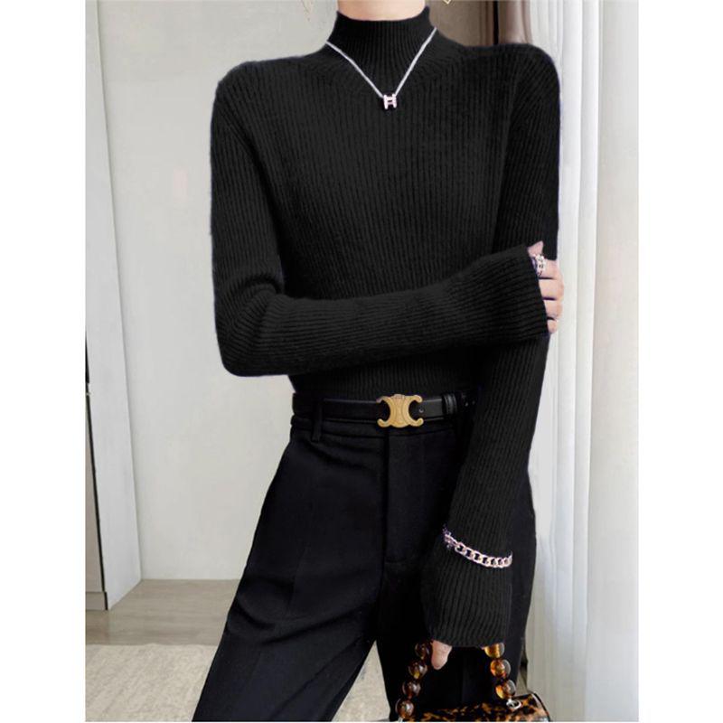 Женский зимний облегающий свитер с высоким воротником, бесшовный, 2024