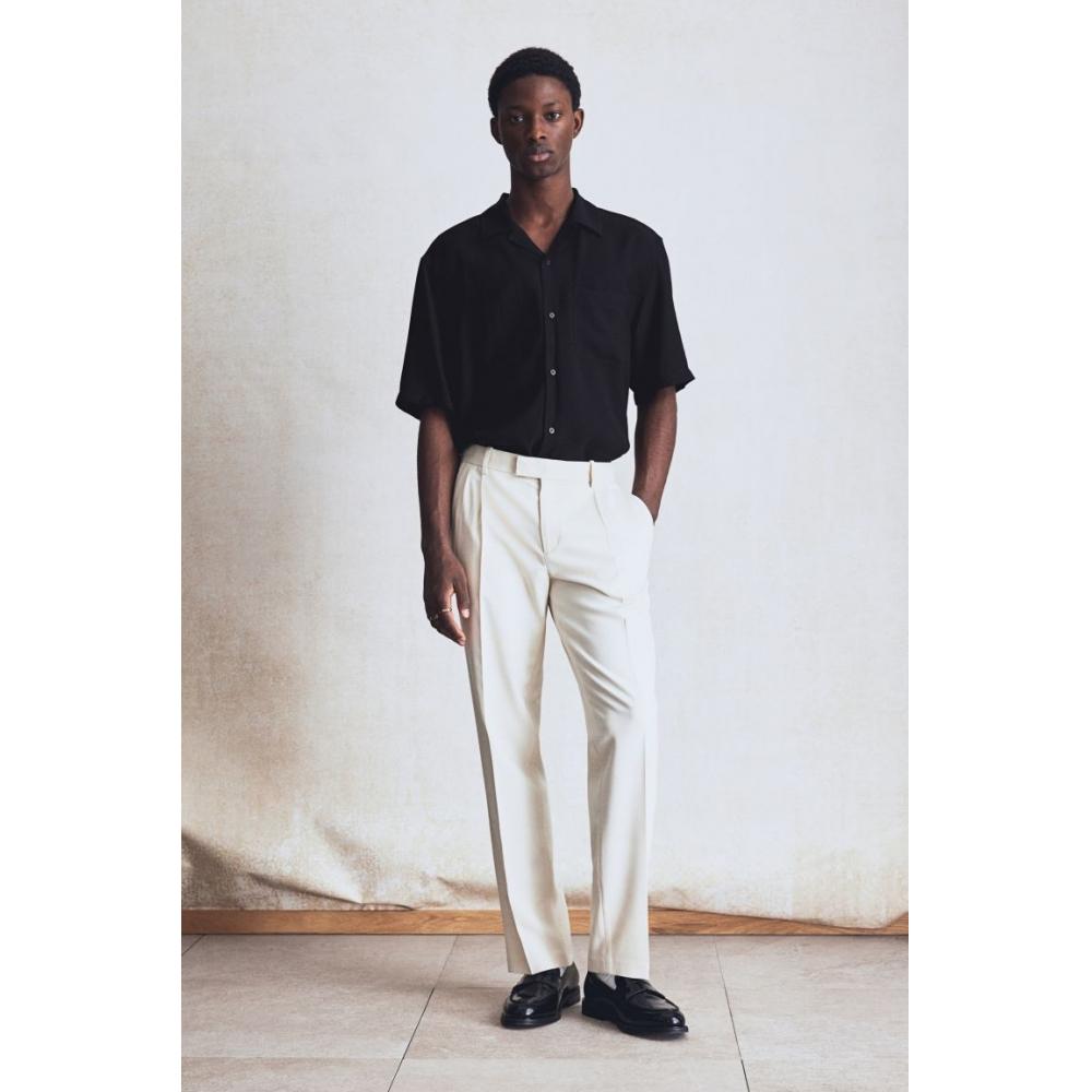 Рубашка HM Regular Fit Crinkle camp черная