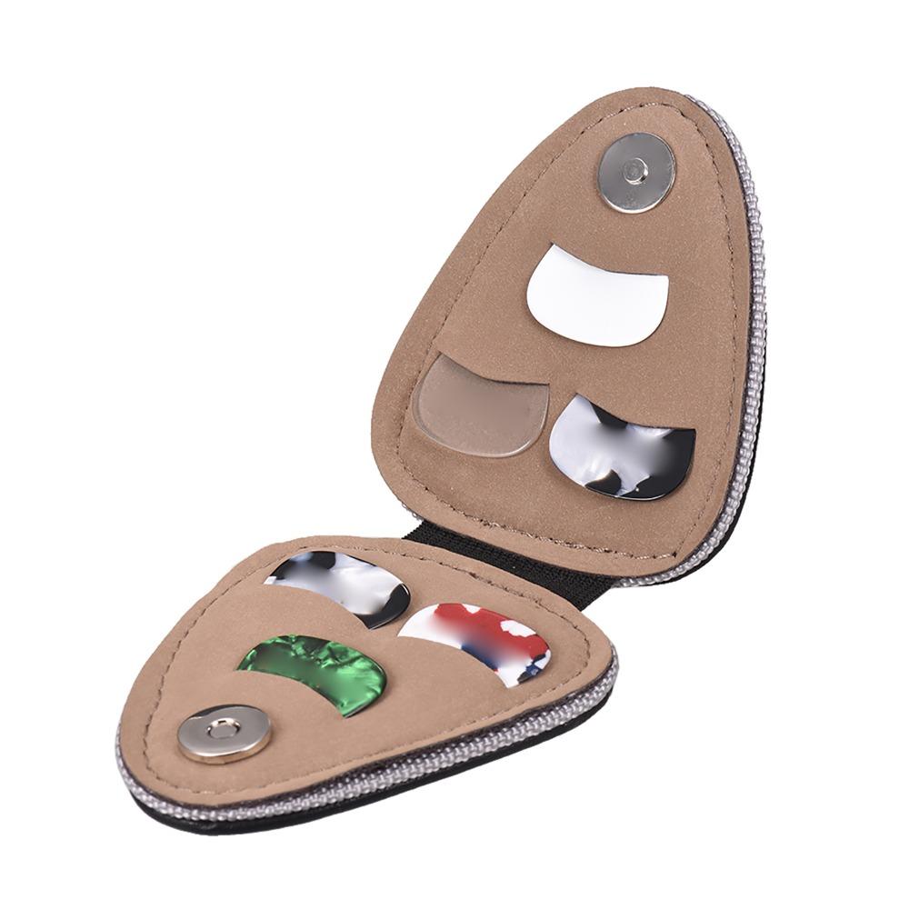 Black Guitar Picks Organizer PU Synthetic Leather Pick Carrying Case For Guitarists