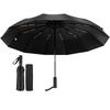 12 Double Ribs Large Folding Parasol for Sun and Automatic UV Rainy Season Typhoon Storage Pouch Included & Size Men, Rain, Durable, One-Touch