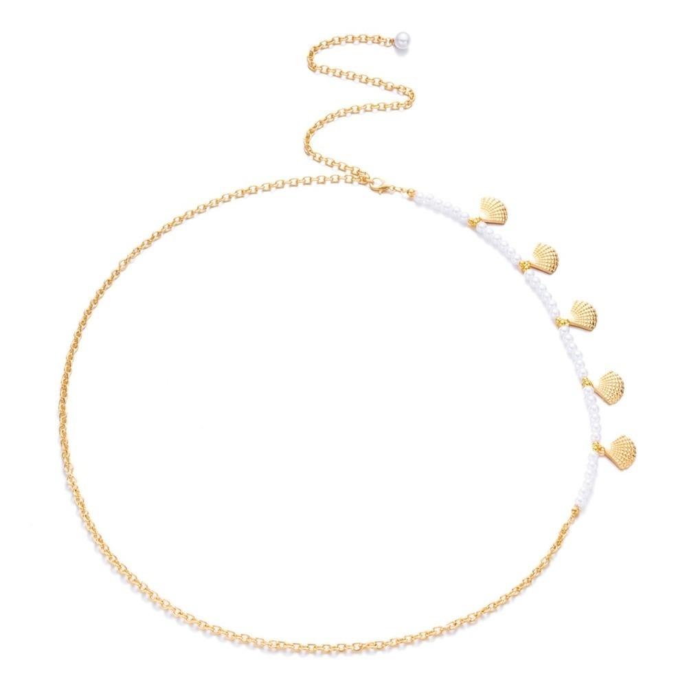 Gold Imitation Pearl Body Chain Shell Beads Belly Chain Fashion Starfish Waist Chain Bikini