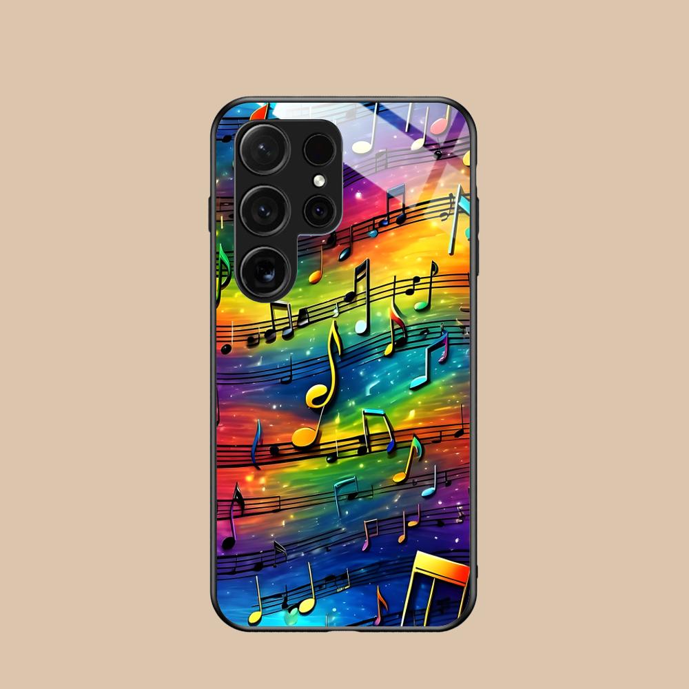 Чехол для мобильного телефона с нотным станом для Samsung Galaxy S26 S25 S24 S23 S22 S21 S20 Note20 Plus FE Ultra Стеклянный Цветной Чехол
