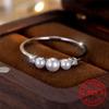 Real 925 Sterling Silver Round Pearl Engagement Rings for Women Wedding Party Fashion Jewelry Girls Luxury Finger Accessories