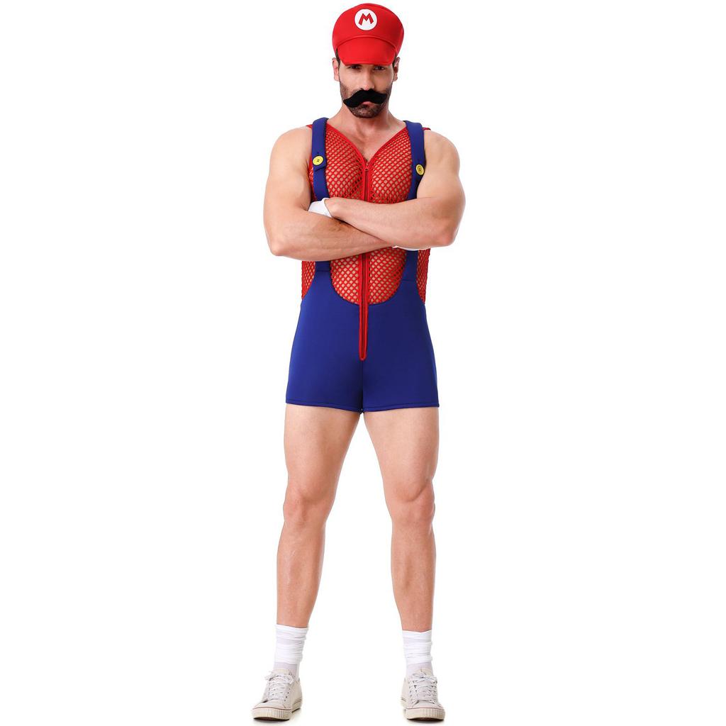 M-XL Костюм для косплея Super Mario Bros Мужской Вечеринка Марио Комбинезон Хэллоуин Костюм