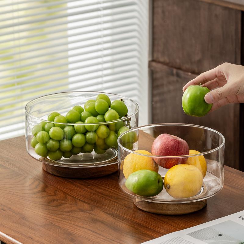 Минималистичный Стеклянный Фруктовый Поддон Гостиная Конфетница Деревянный Ящик для Хранения На высокой ножке Десертная Поднос для Сухофруктов Закуски