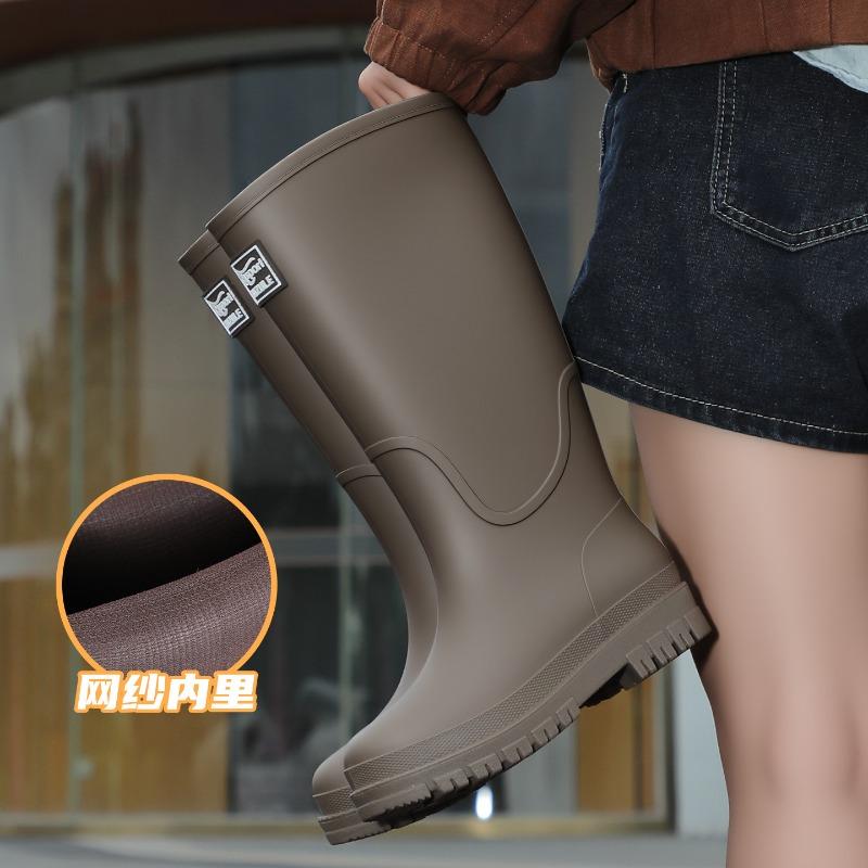 thick-soled wear-resistant rain shoes women's non-slip high-tube rain boots outdoor wading long tube car wash water boots work water shoes