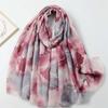 Women Winter Thick Viscose Cotton Scarf Ink Painting Floral Fringe Shawls And Wraps Pashmina Stole Bufandas Muslim Hijab Sjaal
