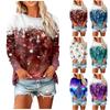 Women's Fashion Casual Long Sleeve Christmas Print Round Neck Pullover Top Blouse