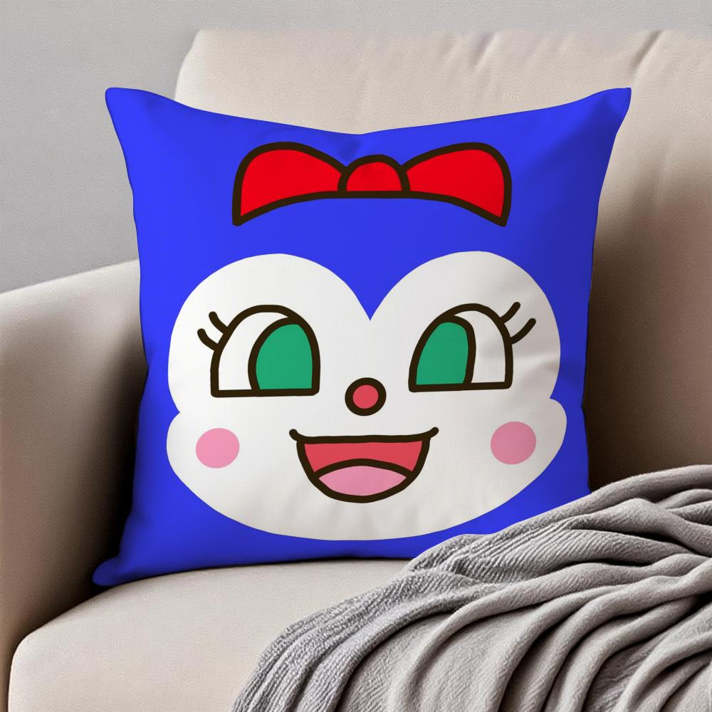 Cute Japanese Anime AAnpanman Cushion Cover Pillowcase Antidustmite Invisible Zipper Short Plush Sofa Cushion