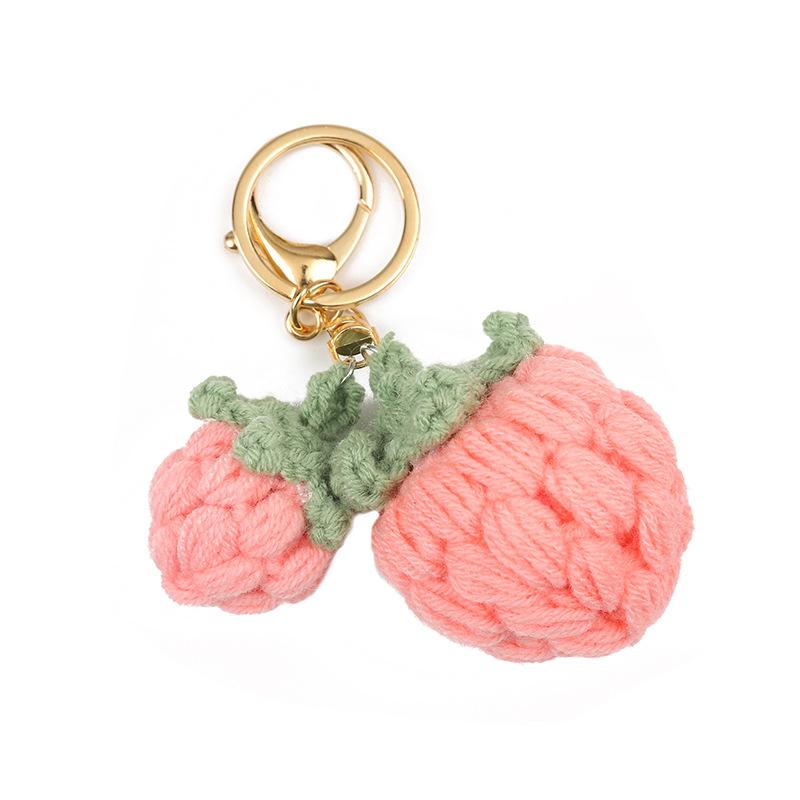 New Creative Knitted Strawberry Keychains for Women Girls Knitting Fruit Pendant Chains Charm Gift Accessories Bag Charm