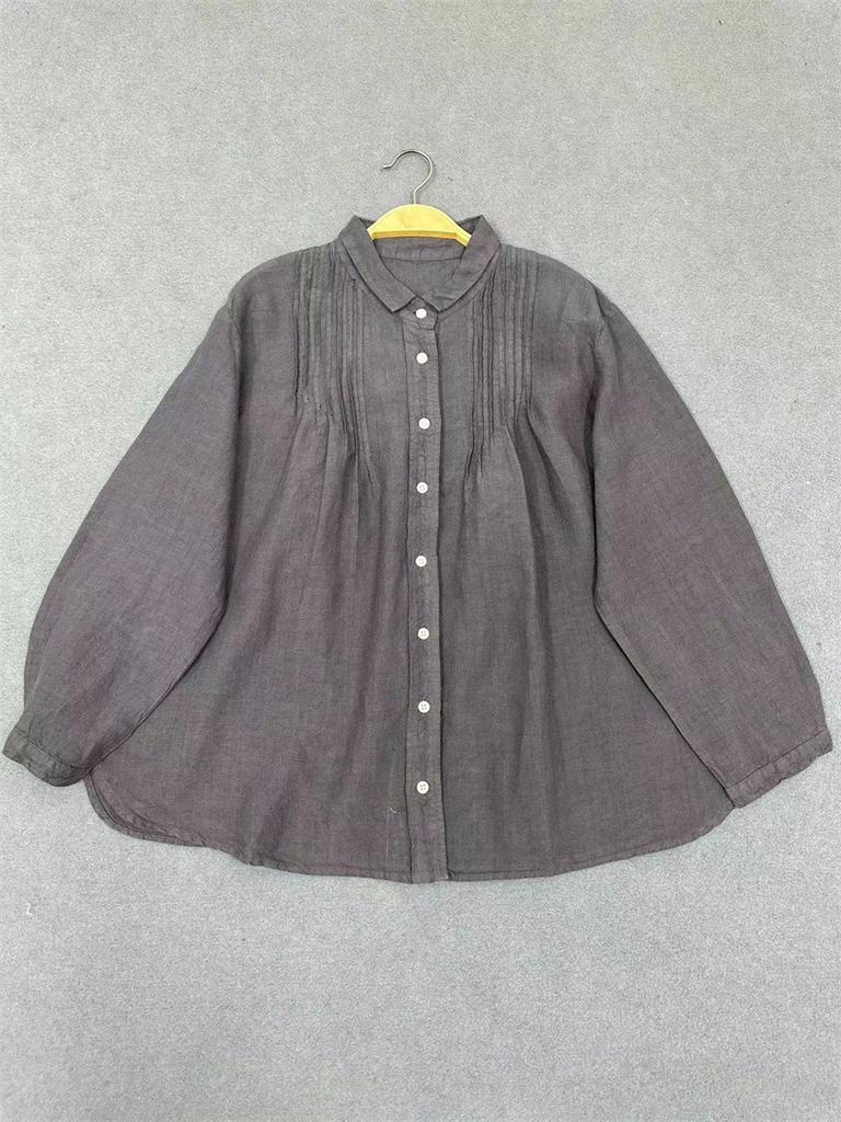 Johnature Осенняя женская японская рубашка с лацканами, повседневная простая свободная рубашка, топ, кардиган, винтажные топы