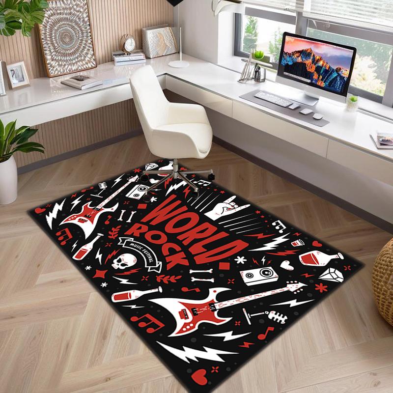 1Pc Musical elements Printed circular carpet, home door mat, outdoor travel protection carpet A8