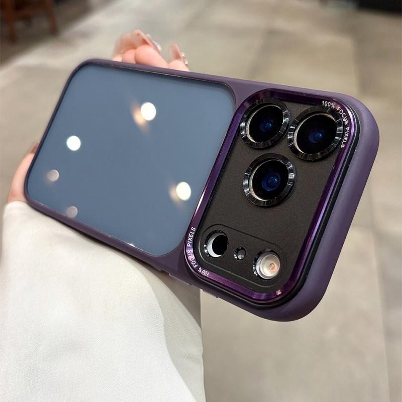 Роскошный прозрачный оранжевый чехол для телефона для iPhone 17 16 Pro Max 17 Pro 16 Металлическая линза Ударопрочный Жесткий акриловый бампер Прозрачная крышка