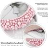 Pink Pearl and Beaded Padded Headband   Fancy Puffy Hair Accessory Gift for Women and Girls