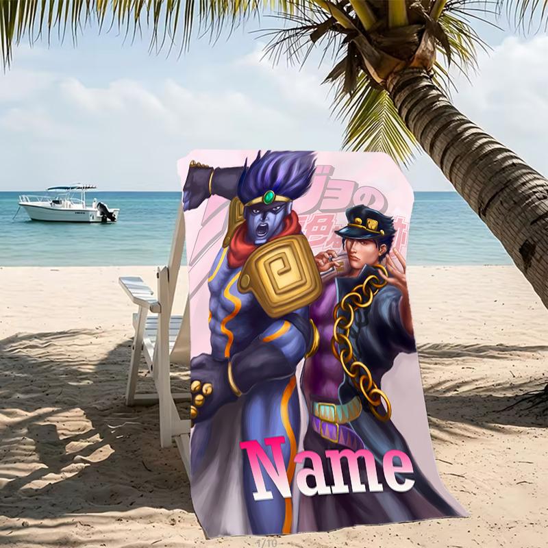 Customizable personalized beach towels JoJo's Bizarre Adventure themed designs.Suitable for the beach, yoga, sports;ideal as beach accessories