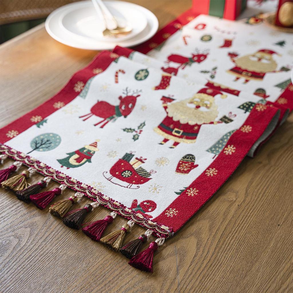 Imanqi Yun Jacquard Christmas Holiday Table Runner and Bed Runner