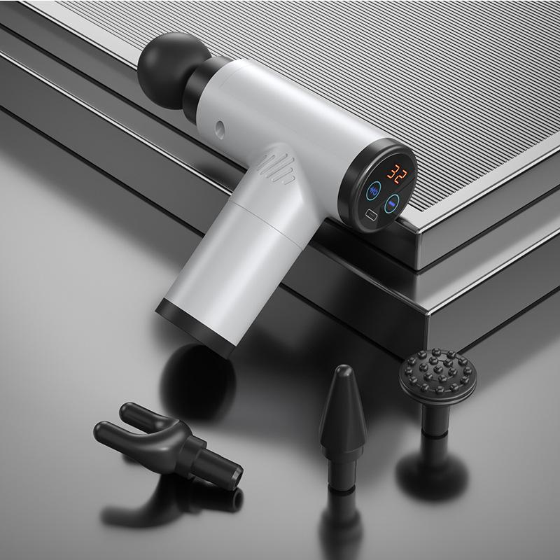 Электрический массажный пистолет с 4 головками, 8000 об/мин, спортивный пистолет с сенсорным ЖК-дисплеем, 22/4, скорость передачи, расслабляющий массажер для глубоких тканей мышц