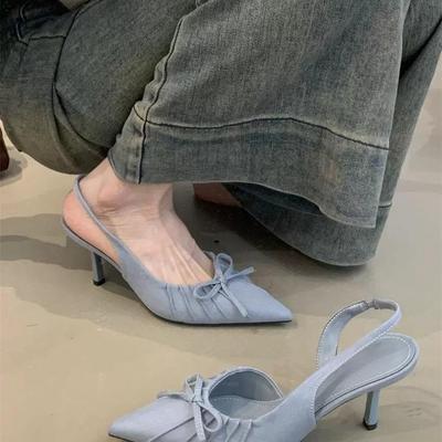 Нишевые темпераментные светские туфли-лодочки с острым носком и плиссировкой, женские новые туфли-лодочки с мелким вырезом