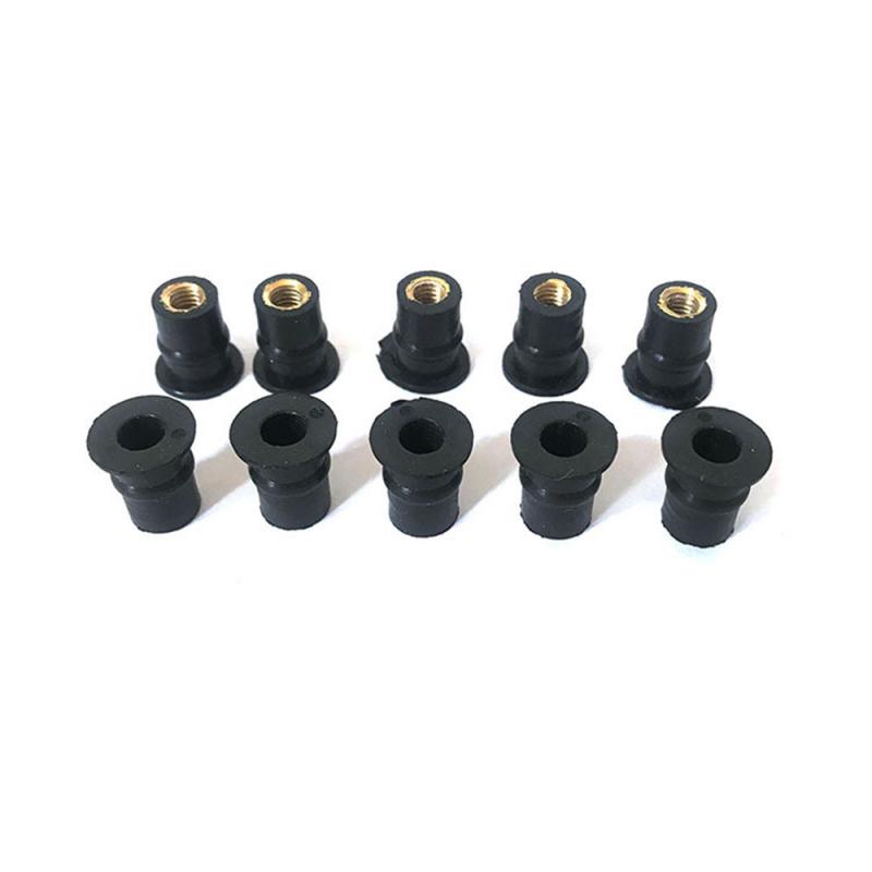 10/20/50/100 Pcs M5 Rubber WellNut 5mm Metric Motorcycle Windscreen Well Nut Wellnuts Brass NUTS For Windscreens Fairings Cowl