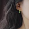 Forest Green Retro Beaded Hoop Earrings - Women's Ins Style