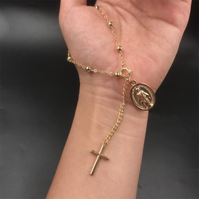 Catholic Church Crucifix Crosses Pendant Rosary Bracelet Christ Prayer Metal Rosaries Beads Chain Religious Jewelry