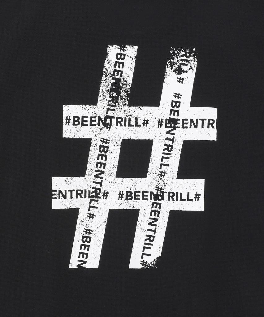 BEENTRILL Винтажная сетчатая футболка с коротким рукавом, оверсайз, с хэштегом (черный)
